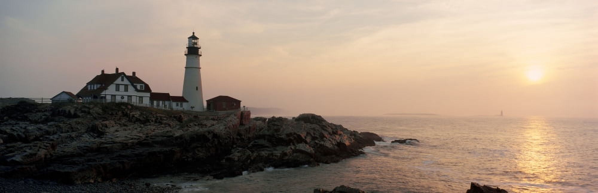 Lighthouse at coast Portland Head Lighthouse Cape Elizabeth Maine USA Canvas Art - Panoramic Images (27 x 9)