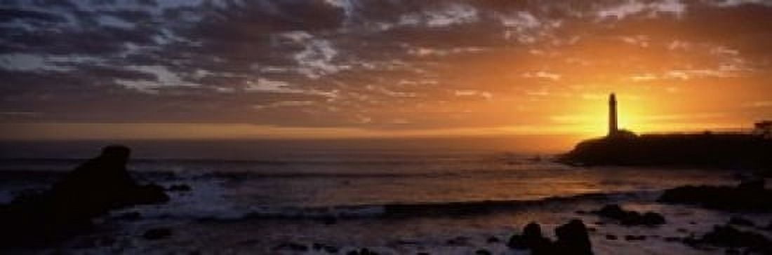 Lighthouse at sunset Pigeon Point Lighthouse San Mateo County California USA Canvas Art - Panoramic Images (18 x 6)