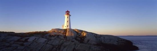 Lighthouse at the coast Peggys Point Lighthouse Peggys Cove Halifax Regional Municipality Nova Scotia Canada Canvas Art - Panoramic Images (36 x 12)