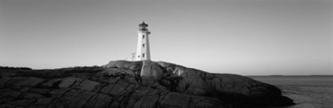 Lighthouse at the coast Peggys Point Lighthouse Peggys Cove Halifax Regional Municipality Nova Scotia Canada Canvas Art - Panoramic Images (36 x 12)
