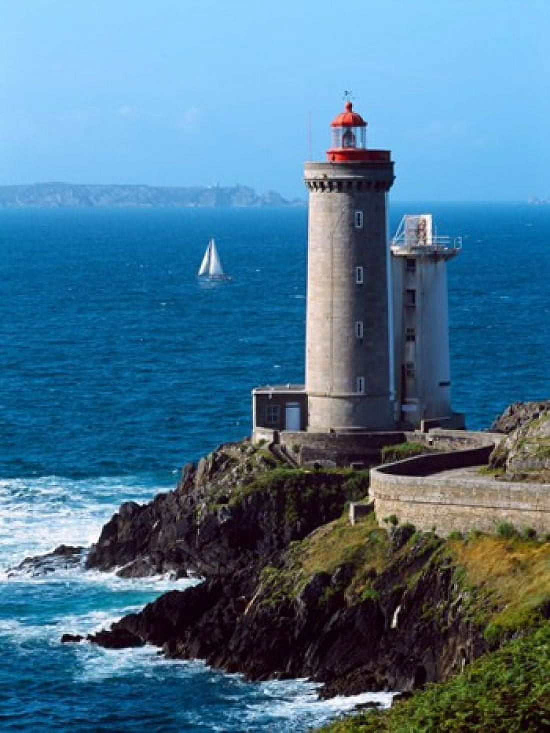 Lighthouse at the coast Phare du Petit Minou Goulet de Brest Finistere Brittany France Canvas Art - Panoramic Images (28 x 36)