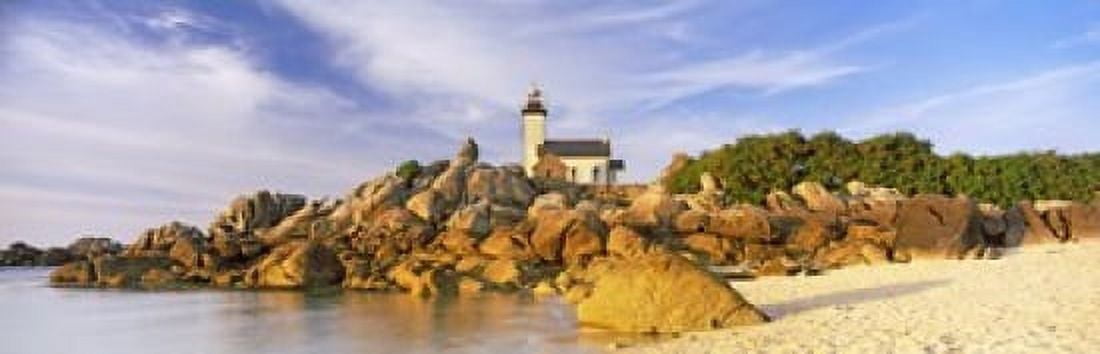 Lighthouse at the coast Pontusval Lighthouse Brignogan-Plage Finistere Brittany France Canvas Art - Panoramic Images (36 x 12)