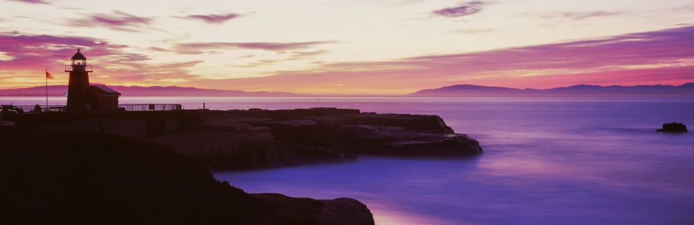 Lighthouse at the coast Walton Lighthouse Santa Cruz California USA Canvas Art - Panoramic Images (6 x 18)