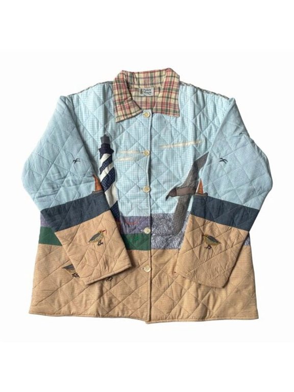 Lighthouse by Bay Reversible Quilted Cotton Jacket | Artfully Crafted, Regular Fit, Filled with Soft Cotton