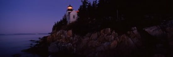 Lighthouse on the coast Bass Head Lighthouse built 1858 Bass Harbor Hancock County Mount Desert Island Maine USA Canvas Art - Panoramic Images (36 x 12)