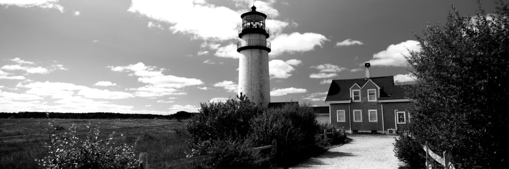 Lighthouse in the field Highland Light Cape Cod National Seashore North Truro Cape Cod Barnstable County Massachusetts USA Canvas Art - Panoramic Images (12 x 36)