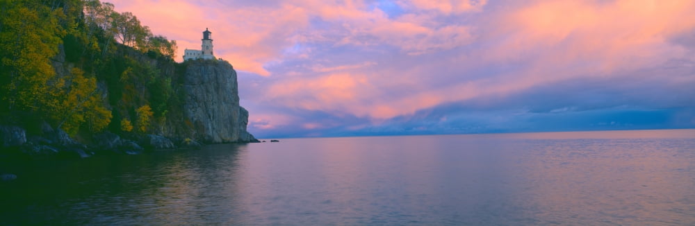 Lighthouse from 1905 at Split Rock Lake Superior Michigan Canvas Art - Panoramic Images (36 x 12)