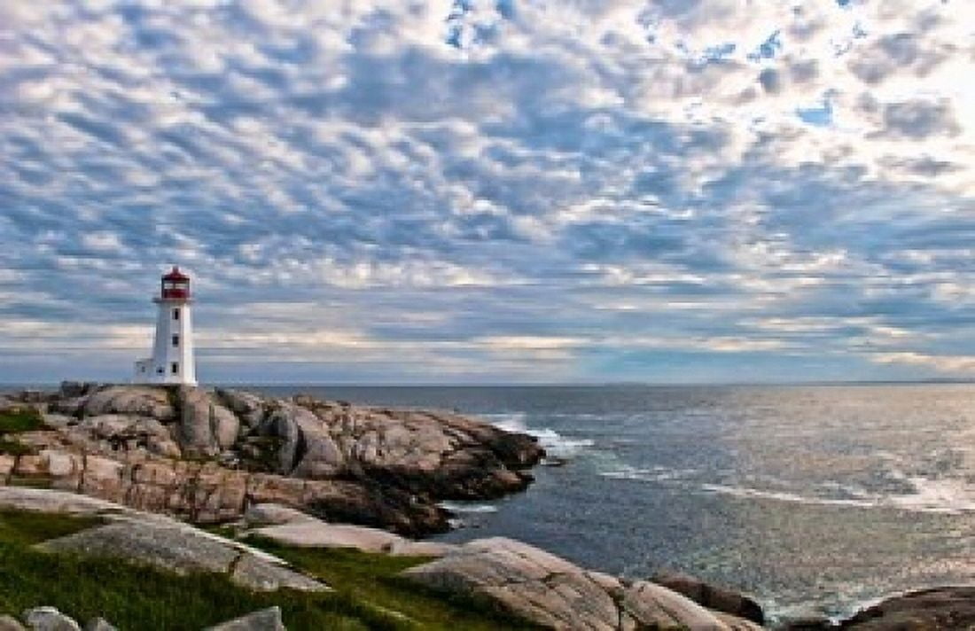 Lighthouse in Peggys Cove Nova Scotia Canvas Art - Bill Bachmann DanitaDelimont (36 x 24)