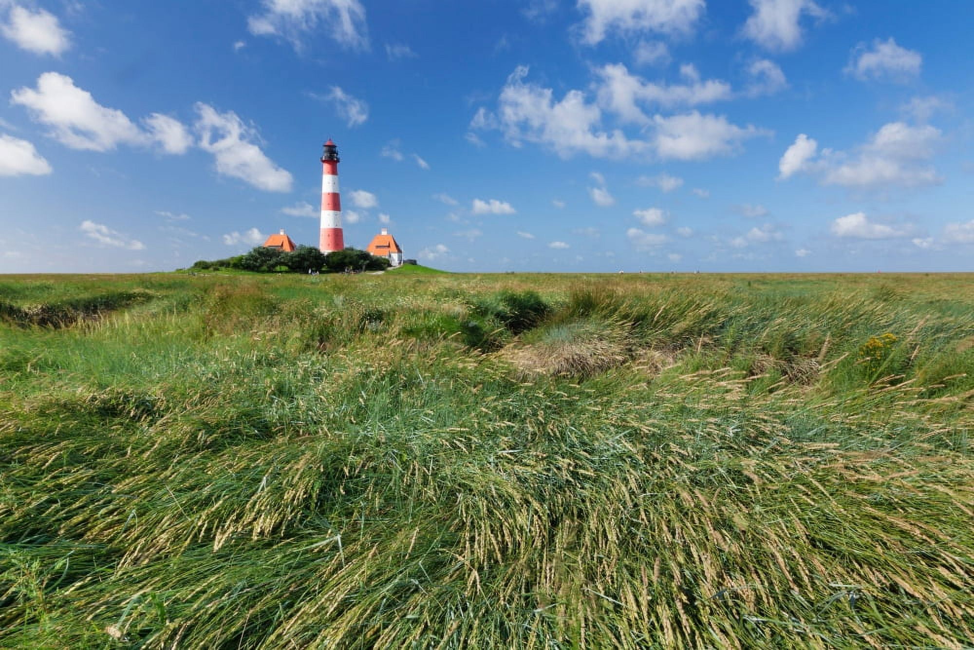 Lighthouse in a farm Westerheversand Lighthouse Westerhever Eiderstedt Schleswig-Holstein Germany Canvas Art - Panoramic Images (27 x 9)
