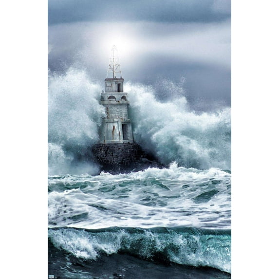 Lighthouse in the Storm Wall Poster, 22.375" x 34"