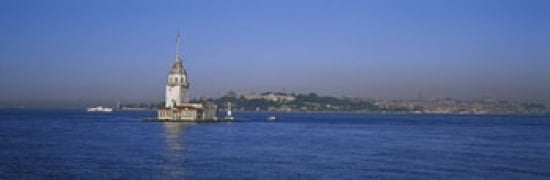 Lighthouse in the sea with mosque in the background Leanders Tower Blue Mosque Istanbul Turkey Canvas Art - Panoramic Images (36 x 12)