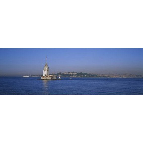 Lighthouse in the sea with mosque in the background Leanders Tower Blue Mosque Istanbul Turkey Canvas Art - Panoramic Images (36 x 12)