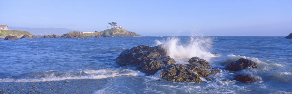 Lighthouse off Front Street Crescent City California Canvas Art - Panoramic Images (27 x 9)