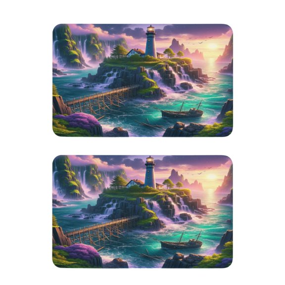 Lighthouse on Island and Bridge Strong Fridge Magnets Refrigerator Magnets Sticker Decor for Whiteboards Locker 4"x2.5" 2 Pack