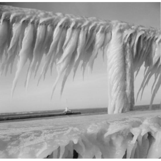Lighthouse on Lake Ontario framed in ice formation Poster Print (24 x 36)