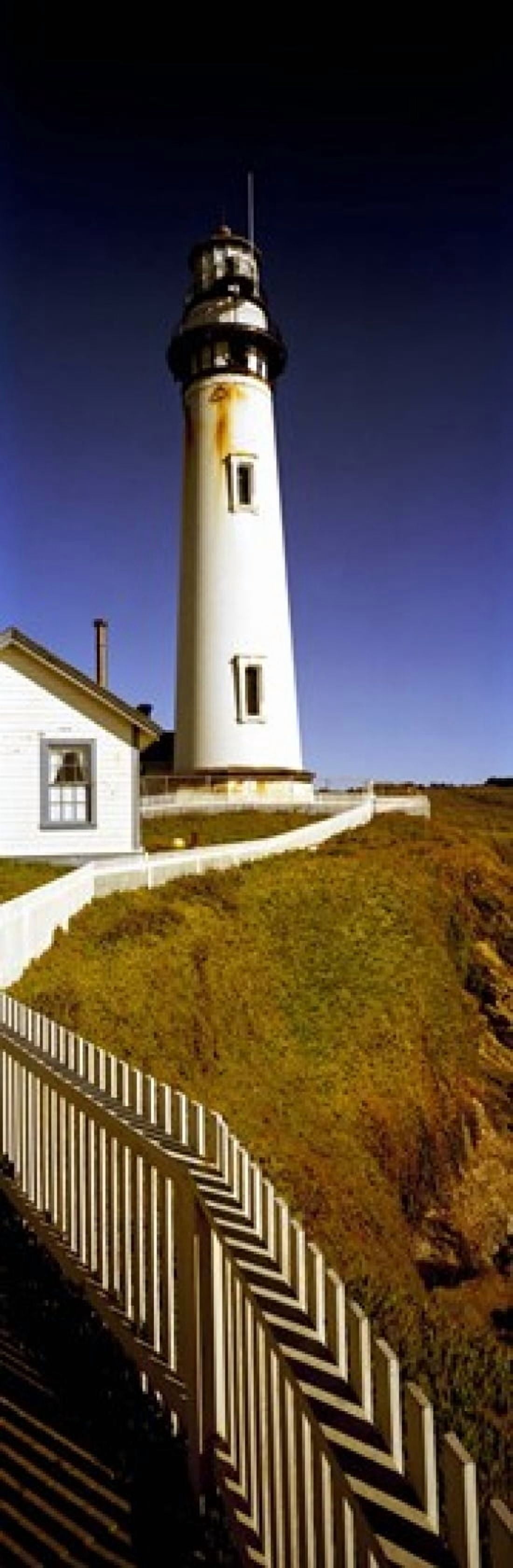 Lighthouse on a cliff Pigeon Point Lighthouse California USA Canvas Art - Panoramic Images (36 x 12)