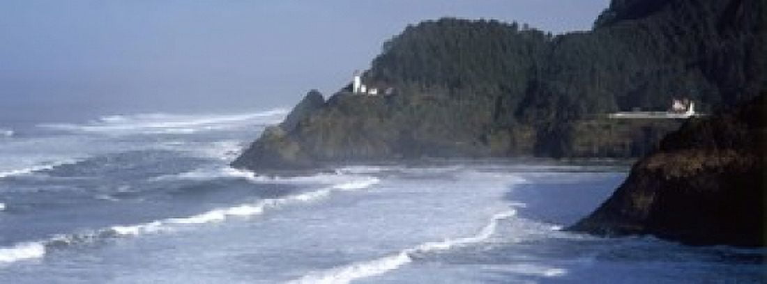 Lighthouse on a hill Heceta Head Lighthouse Heceta Head Lane County Oregon USA Canvas Art - Panoramic Images (18 x 7)