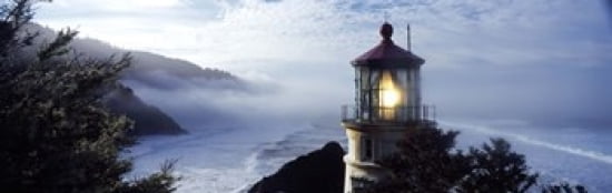 Lighthouse on a hill Heceta Head Lighthouse Heceta Head Lane County Oregon USA Canvas Art - Panoramic Images (36 x 12)