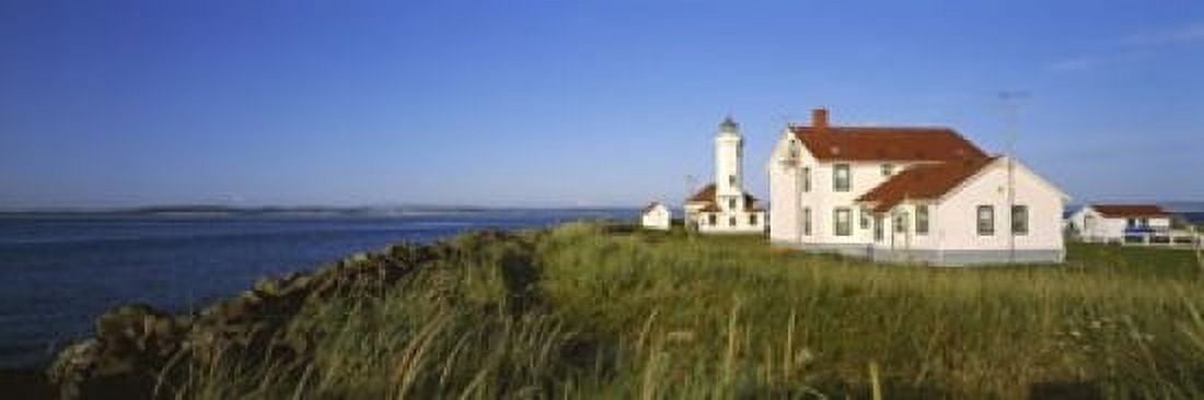 Lighthouse on a landscape Ft Worden Lighthouse Port Townsend Washington State USA Canvas Art - Panoramic Images (18 x 6)