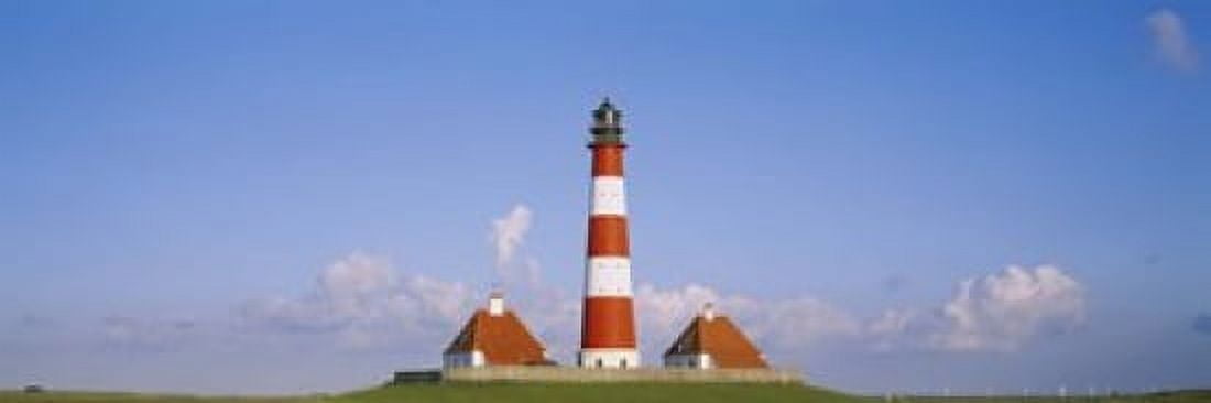 Lighthouse on a landscape Westerhever Lighthouse Schleswig-Holstein Germany Canvas Art - Panoramic Images (18 x 6)