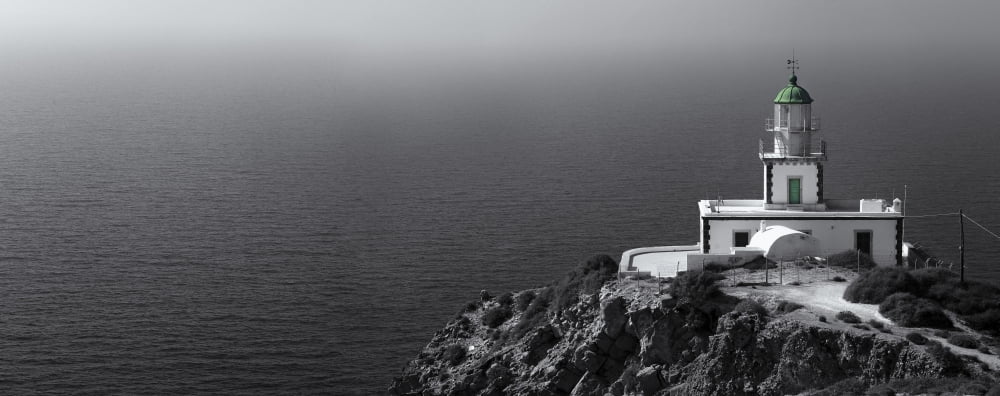 Lighthouse on the Greek island of Mykonos South Aegean Greece Canvas Art - Panoramic Images (36 x 12)