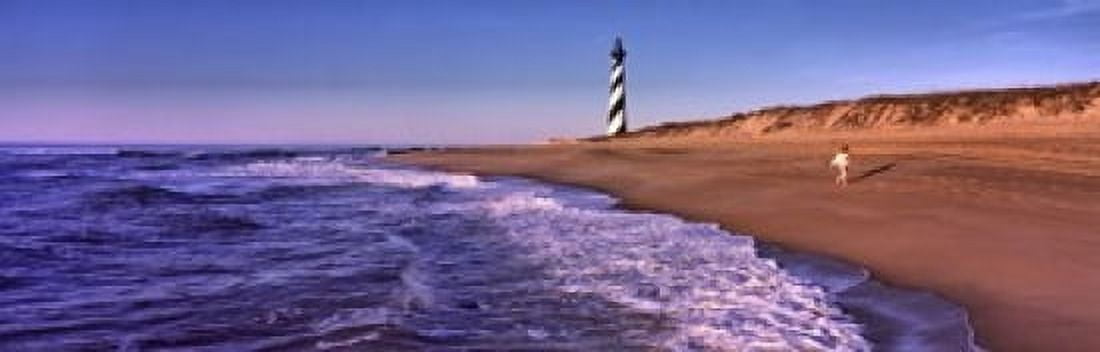 Lighthouse on the beach Cape Hatteras North Carolina USA Canvas Art - Panoramic Images (18 x 6)