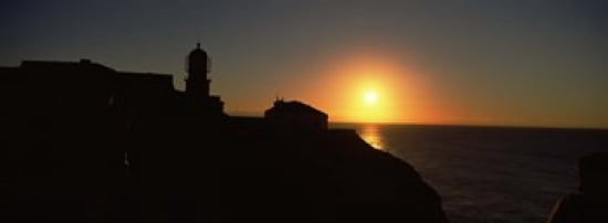 Lighthouse on the coast Cape Sao Vincente Sagres Algarve Portugal Canvas Art - Panoramic Images (36 x 13)