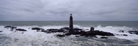 Lighthouse on the coast Graves Light Boston Harbor Massachusetts USA Canvas Art - Panoramic Images (36 x 12)