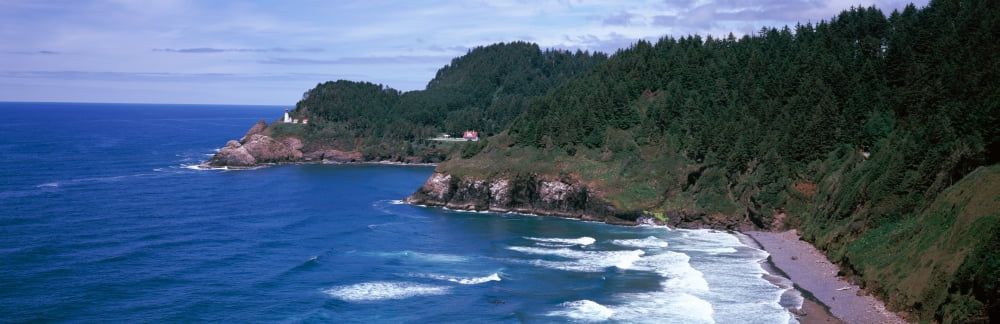 Lighthouse on the coast Heceta Head Lighthouse Heceta Head Lane County Oregon USA Canvas Art - Panoramic Images (27 x 9)