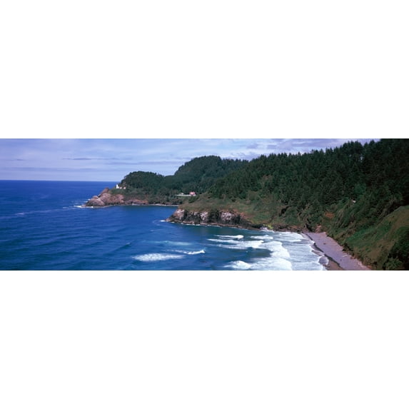 Lighthouse on the coast, Heceta Head Lighthouse, Heceta Head, Lane County, Oregon, USA Poster Print (27 x 9)