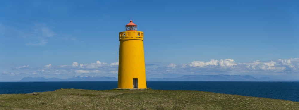 Lighthouse on the coast Holmbergsviti Lighthouse Keflavik Iceland Canvas Art - Panoramic Images (36 x 12)