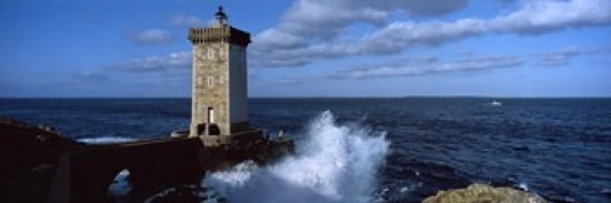 Lighthouse on the coast Kermorvan Lighthouse Le Conquet Finistere Brittany France Canvas Art - Panoramic Images (36 x 12)