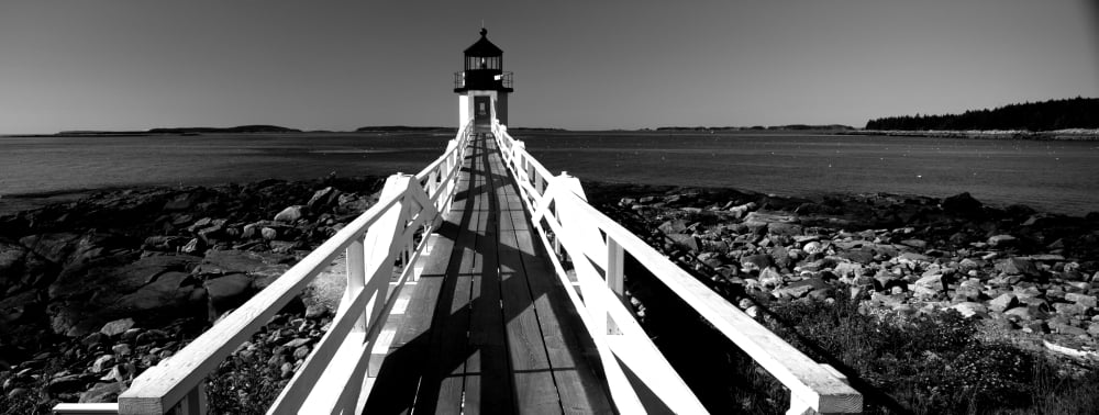 Lighthouse on the coast Marshall Point Lighthouse built 1832 rebuilt 1858 Port Clyde Maine USA Canvas Art - Panoramic Images (12 x 30)