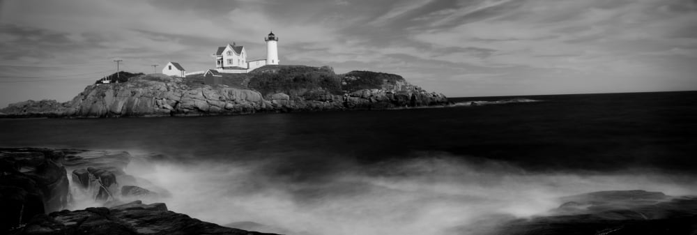 Lighthouse on the coast Nubble Lighthouse York York County Maine USA Canvas Art - Panoramic Images (12 x 36)