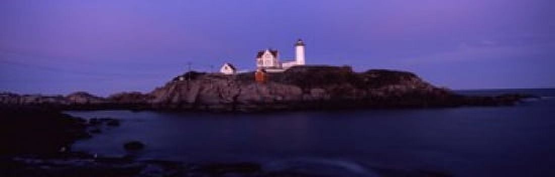 Lighthouse on the coast Nubble Lighthouse York York County Maine USA Canvas Art - Panoramic Images (18 x 6)