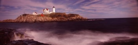 Lighthouse on the coast Nubble Lighthouse York York County Maine USA Canvas Art - Panoramic Images (36 x 12)
