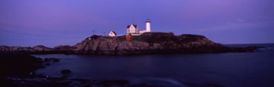 Lighthouse on the coast Nubble Lighthouse York York County Maine USA Canvas Art - Panoramic Images (36 x 12)