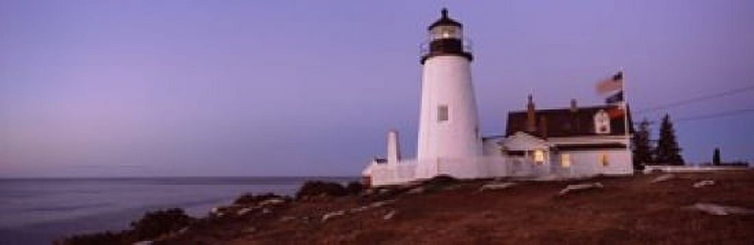 Lighthouse on the coast Pemaquid Point Lighthouse built 1827 Bristol Lincoln County Maine USA Canvas Art - Panoramic Images (18 x 6)
