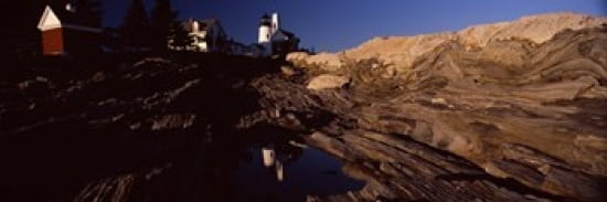 Lighthouse on the coast Pemaquid Point Lighthouse built 1827 Bristol Lincoln County Maine USA Canvas Art - Panoramic Images (36 x 12)