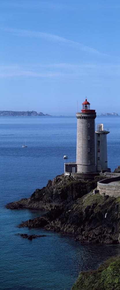 Lighthouse on the coast Phare du Petit Minou Roadstead of Brest Finistere Brittany France Canvas Art - Panoramic Images (27 x 9)