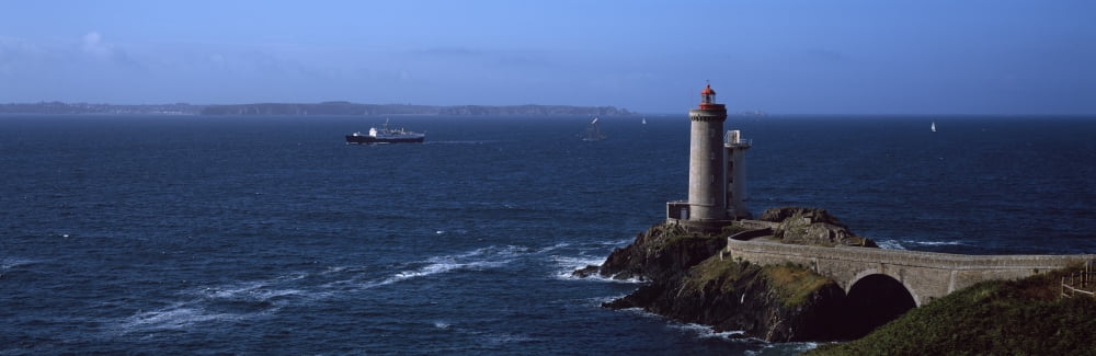 Lighthouse on the coast Phare du Petit Minou Roadstead of Brest Finistere Brittany France Canvas Art - Panoramic Images (36 x 12)