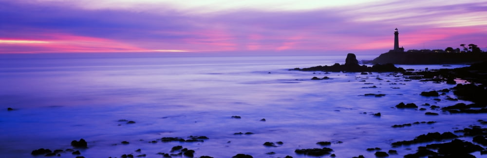 Lighthouse on the coast Pigeon Point Lighthouse Pescadero California USA Canvas Art - Panoramic Images (12 x 36)