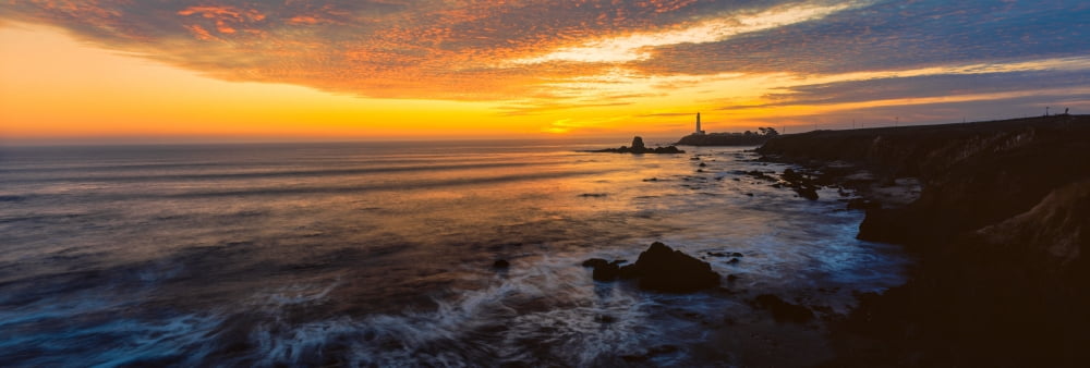 Lighthouse on the coast Pigeon Point Lighthouse Pescadero California USA Canvas Art - Panoramic Images (27 x 9)