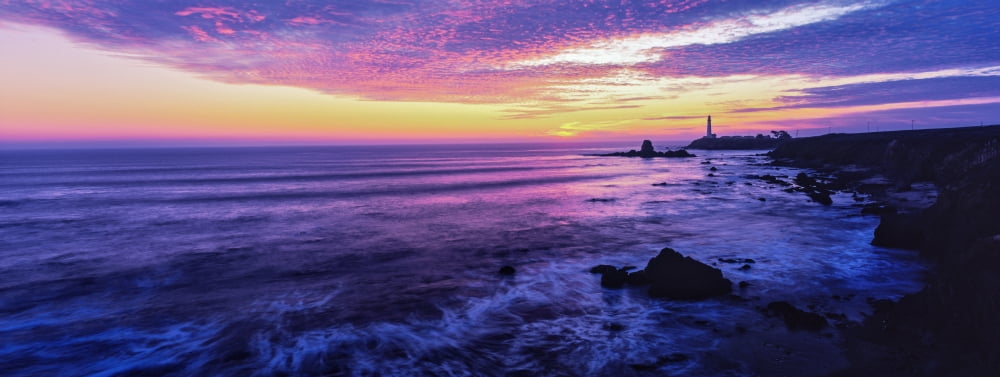 Lighthouse on the coast Pigeon Point Lighthouse Pescadero California USA Canvas Art - Panoramic Images (27 x 9)