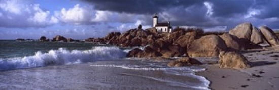 Lighthouse on the coast Pontusval Lighthouse Brignogan Finistere Brittany France Canvas Art - Panoramic Images (18 x 6)