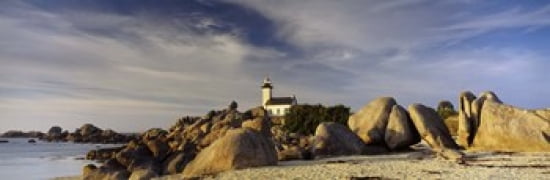 Lighthouse on the coast Pontusval Lighthouse Brignogan-Plage Finistere Brittany France Canvas Art - Panoramic Images (36 x 12)