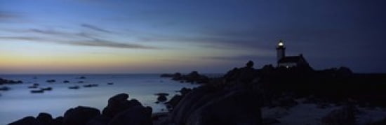 Lighthouse on the coast Pontusval Lighthouse Brignogan-Plage Finistere Brittany France Canvas Art - Panoramic Images (36 x 12)