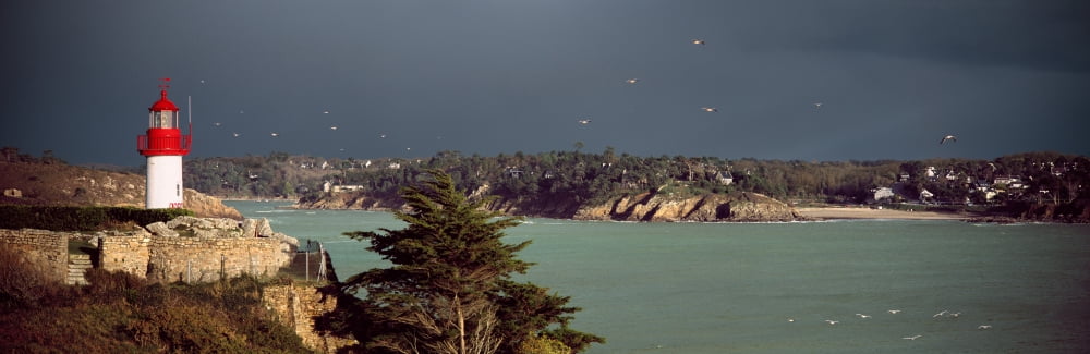 Lighthouse on the coast Port Manech Brittany France Canvas Art - Panoramic Images (36 x 12)