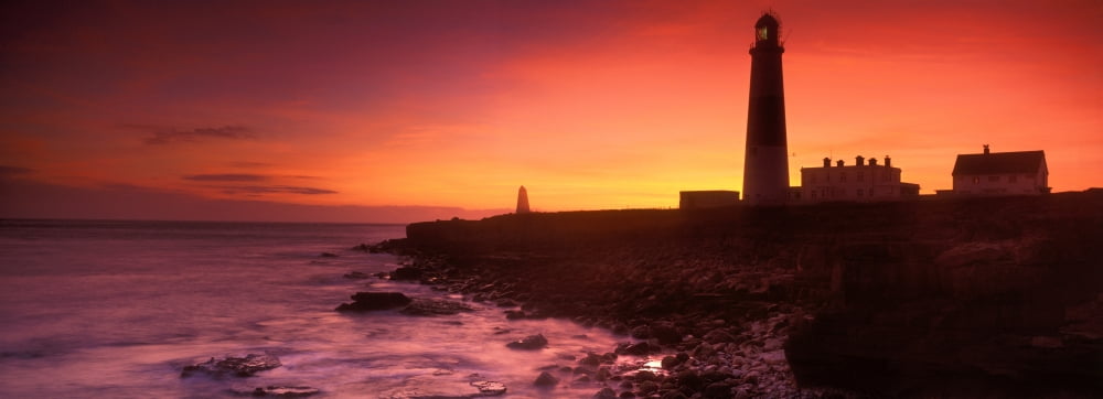 Lighthouse on the coast Portland Bill Lighthouse Portland Bill Dorset England Canvas Art - Panoramic Images (36 x 12)