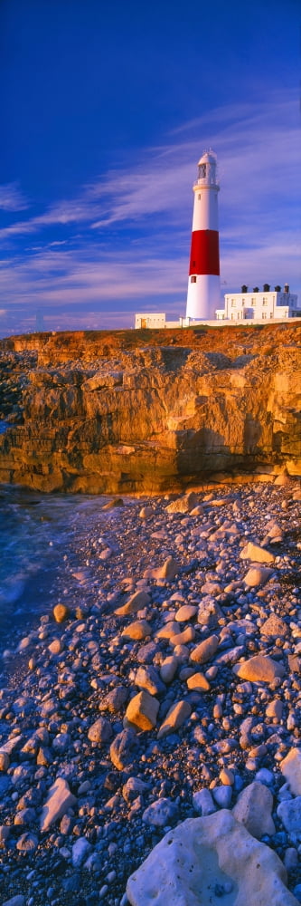 Lighthouse on the coast Portland Bill Lighthouse Portland Bill Dorset England Canvas Art - Panoramic Images (36 x 12)